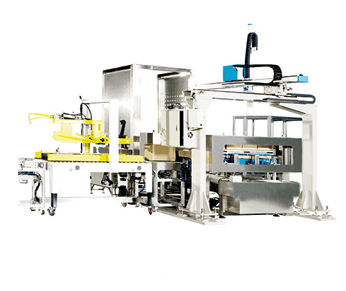 Full-automatic packing and palletizing packaging production line